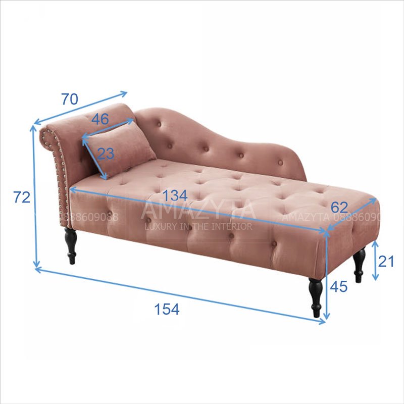 Kích thước cụ thể của mẫu ghế sofa quý phi AMB-623