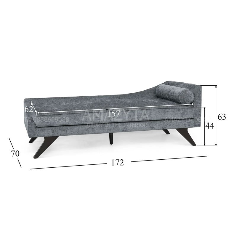 Kích thước chi tiết của mẫu ghế sofa văng AMB-125
