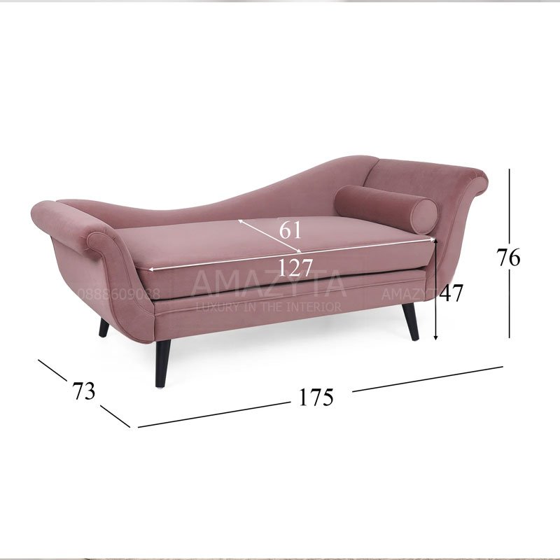 Kích thước chi tiết của mẫu ghế sofa tay cuộn AMB-684