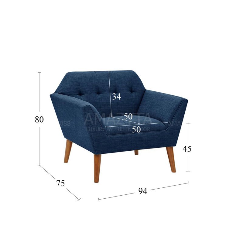 Kích thước chi tiết của mẫu ghế sofa đơn AMD-684