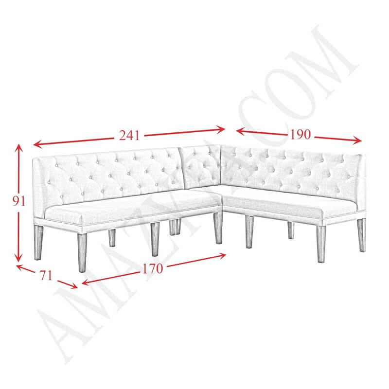 Kích thước chi tiết của mẫu ghế sofa góc chân cao AMG-781