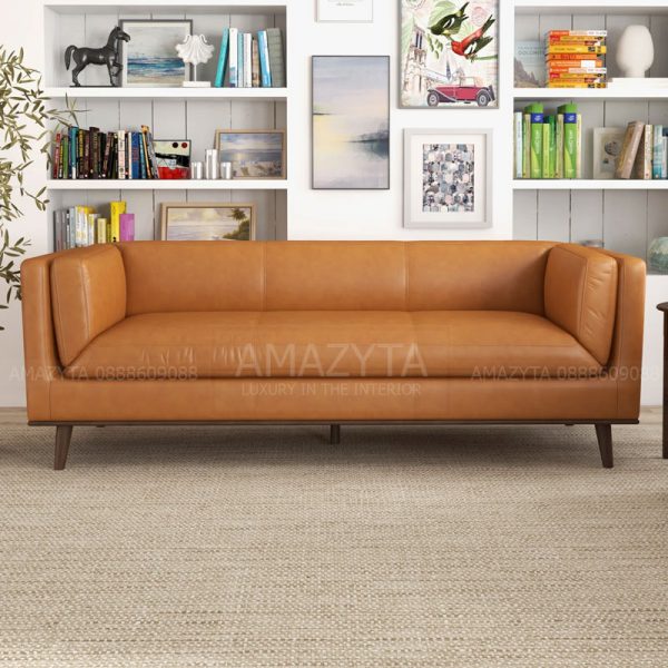 Mẫu ghế sofa da AMB-277 thiết kế dạng văng dài