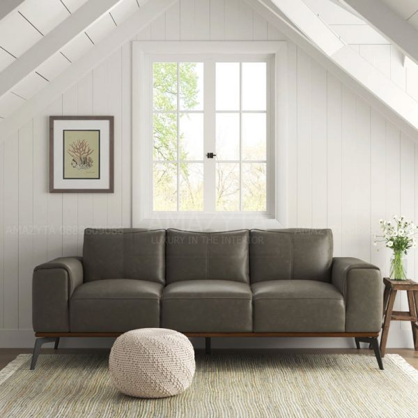 Mẫu ghế sofa văng giả da cao cấp AMB-333 với 3 tông màu siêu đẹp