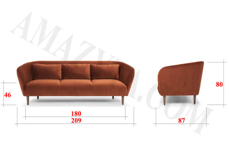 Kích thước chi tiết của mẫu ghế sofa phòng khách AMB-334