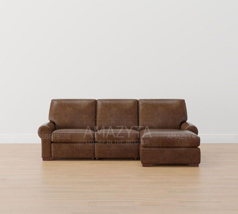 Mẫu ghế sofa da hiện đại tay cuộn AMB-635