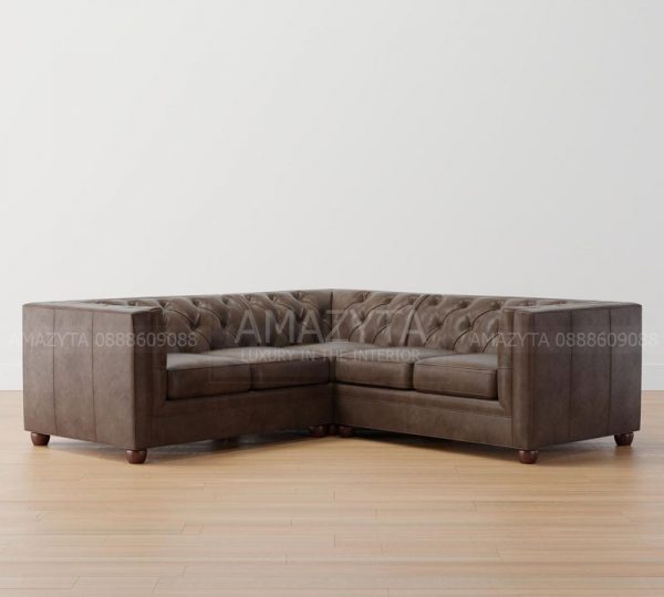 Mẫu ghế sofa góc cổ điển da AMG-671