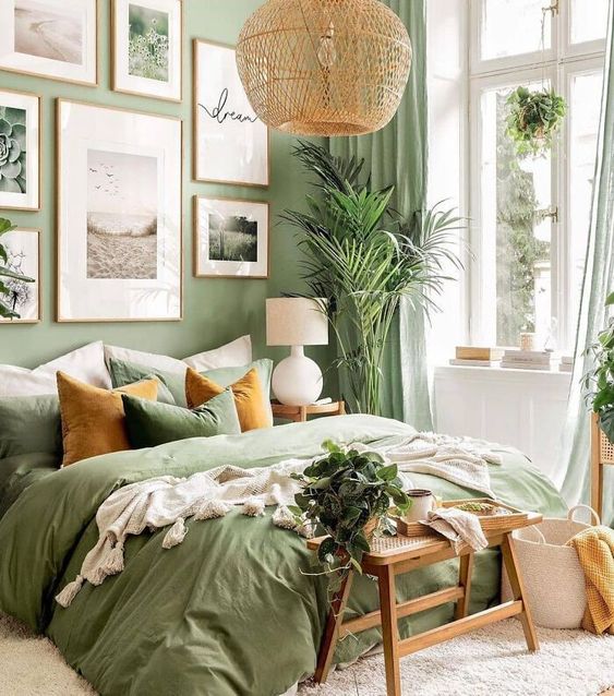 Không gian phòng ngủ với sự kết hớp màu trắng và xanh