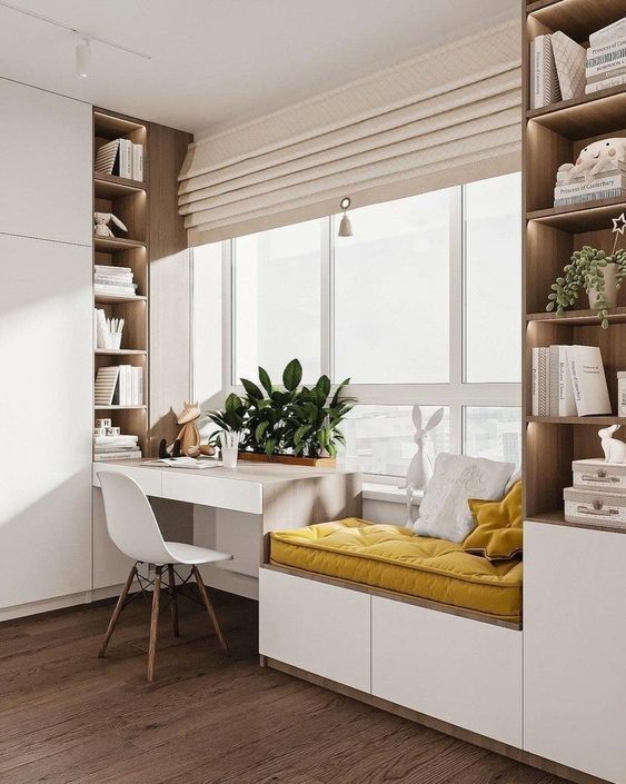 một góc đọc sách và thư giãn trong phòng ngủ