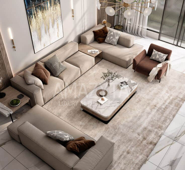 Sofa nỉ được đặt ở phòng khách