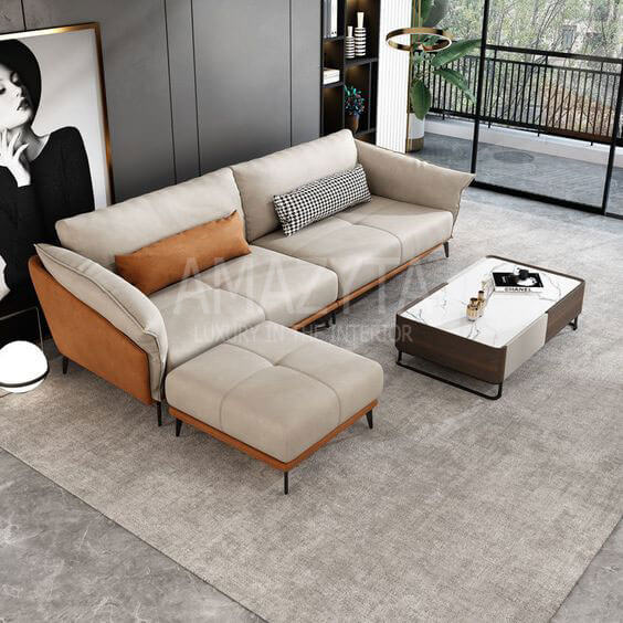 Sofa nỉ màu trắng phù hợp với tông sáng