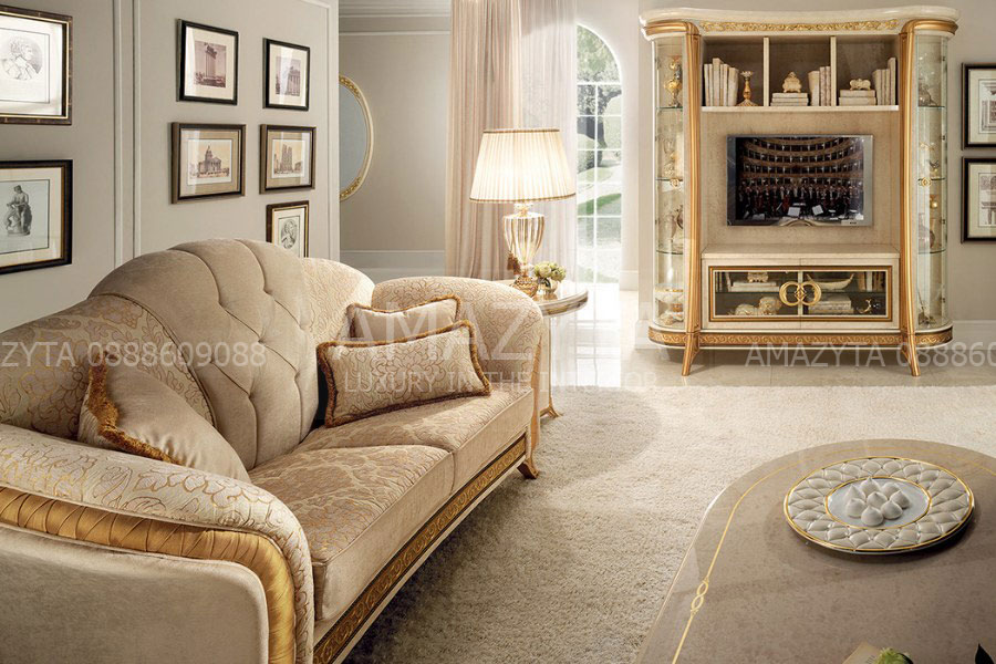 Sofa tân cổ điển thường được làm từ các vật liệu cao cấp 