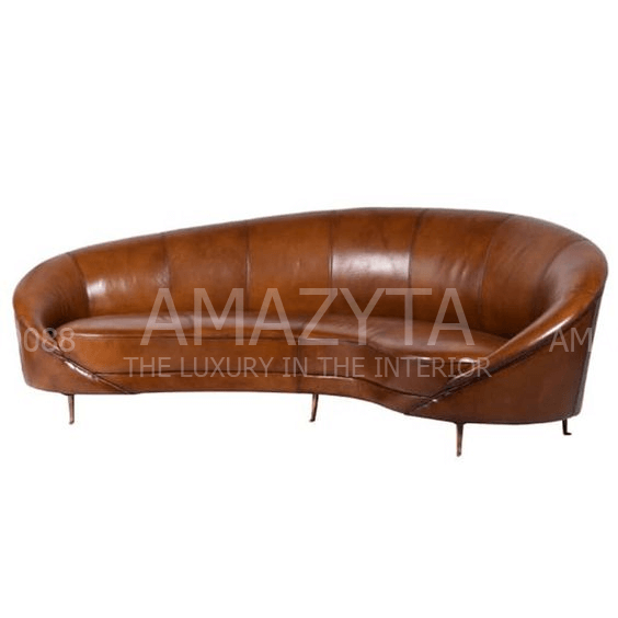 Sofa cong với chất liệu da