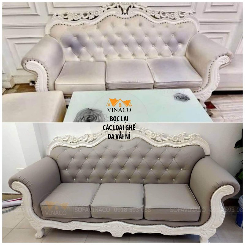 bọc lại ghế sofa tân cổ điển tại nhà Hà Nội